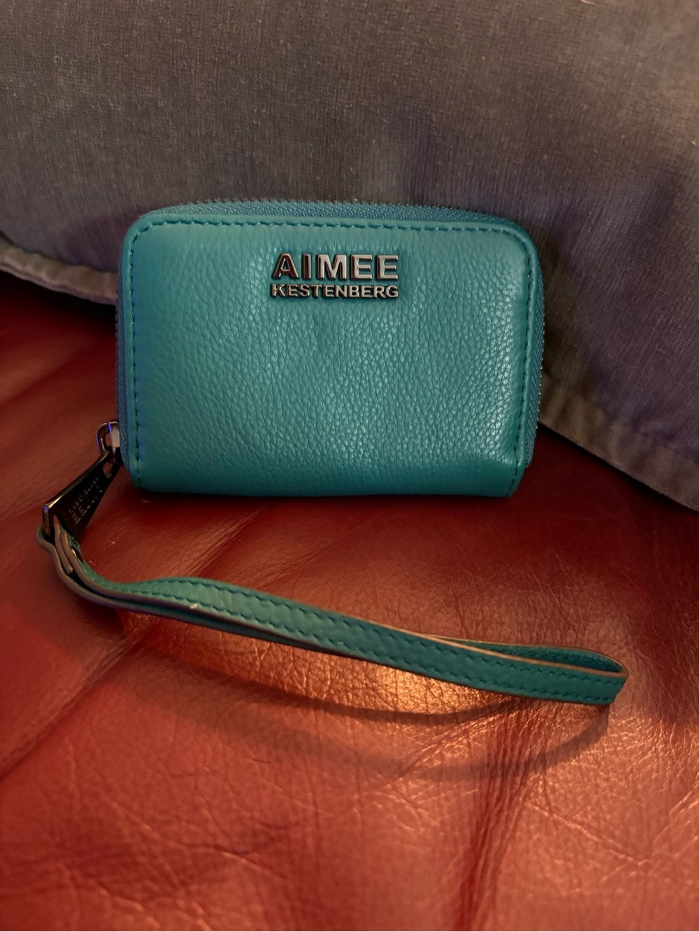 Aimee Kestenberg Dark Teal Leather Wristlet Card Case